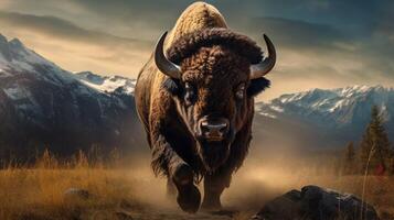 AI generated bison high quality image photo