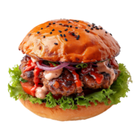 AI generated Homemade burger isolated on transparent background png