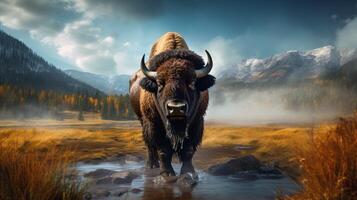 AI generated bison high quality image photo