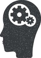 mechanism in the head vector icon illustration with stamp effect