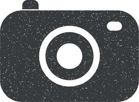 camera vector icon illustration with stamp effect