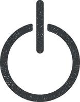 power button vector icon illustration with stamp effect