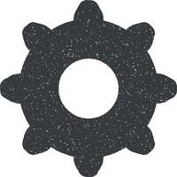 settings cogwheel vector icon illustration with stamp effect