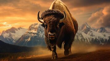 AI generated bison high quality image photo