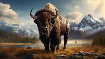 AI generated bison high quality image photo