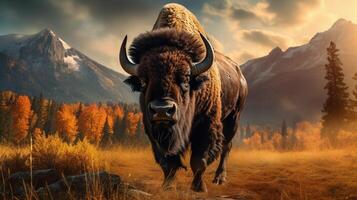 AI generated bison high quality image photo