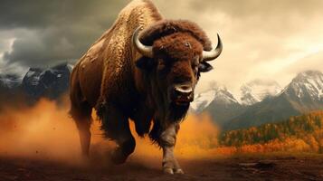 AI generated bison high quality image photo