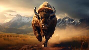 AI generated bison high quality image photo