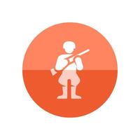 World War army icon in flat color circle style. Weapon riffle uniform vector