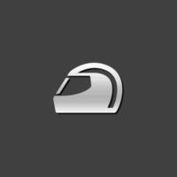 Motorcycle helmet icon in metallic grey color style. Sport head protection safety vector