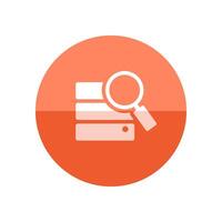 Database search icon in flat color circle style. Hardisk file server data center find vector