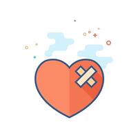 Broken heart icon flat color style vector illustration