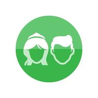 Bride and groom icon in flat color circle style. Married couple newlywed vector