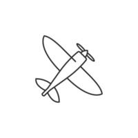 Vintage airplane icon in thin outline style vector