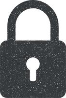 locked padlock vector icon illustration with stamp effect