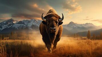 AI generated bison high quality image photo