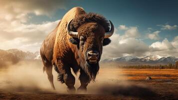 AI generated bison high quality image photo