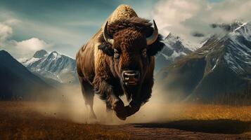 AI generated bison high quality image photo