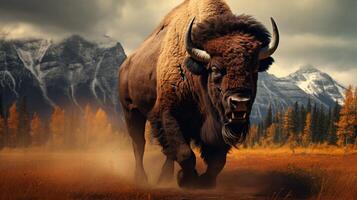 AI generated bison high quality image photo