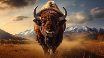 AI generated bison high quality image photo