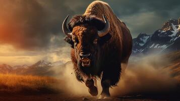 AI generated bison high quality image photo