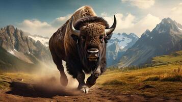 AI generated bison high quality image photo