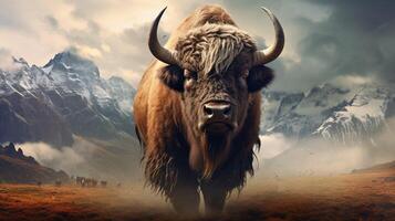 AI generated bison high quality image photo