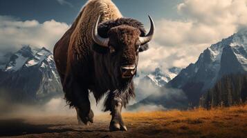 AI generated bison high quality image photo