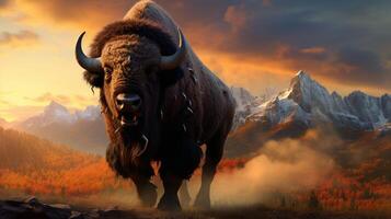 AI generated bison high quality image photo