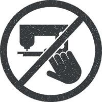 not touch sewing machine icon vector illustration in stamp style