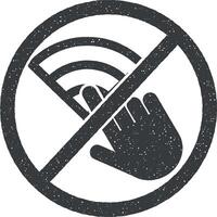 do not touch, wi-fi icon vector illustration in stamp style