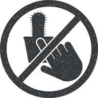 do not touch, cactus icon vector illustration in stamp style