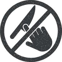 do not touch the knife icon vector illustration in stamp style