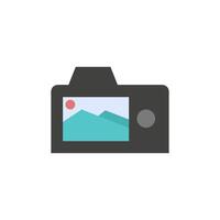 Camera icon in flat color style. Photography picture electronic imaging vector