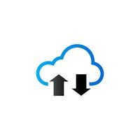 Cloud icon with arrows in duo tone color. Computing data storage vector