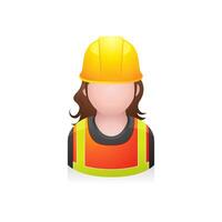 Construction worker avatar icon in colors. vector