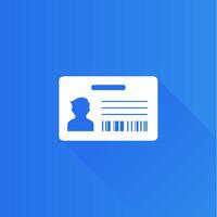 ID Card flat color icon long shadow vector illustration