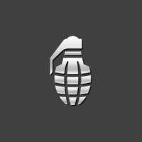 Grenade icon in metallic grey color style. Military army explosive vector