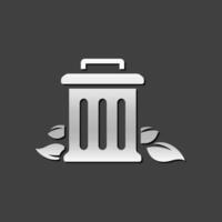 Trash bin icon in metallic grey color style. vector