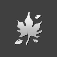 Maple leaf icon in metallic grey color style. Autumn fall leaves vector