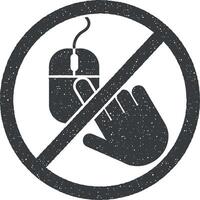 do not touch, mouse icon vector illustration in stamp style