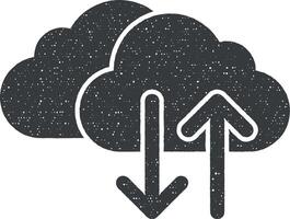 Web development, cloud computing vector icon illustration with stamp effect