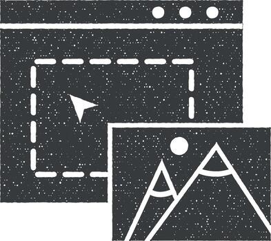 Web development, content placement vector icon illustration with stamp effect