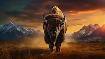 AI generated bison high quality image photo