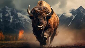 AI generated bison high quality image photo