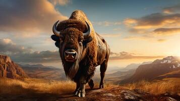 AI generated bison high quality image photo