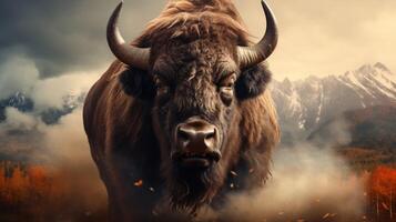 AI generated bison high quality image photo