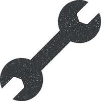 Spanner tool vector icon illustration with stamp effect