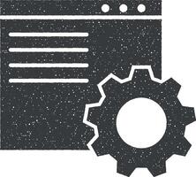 Web development, coding vector icon illustration with stamp effect