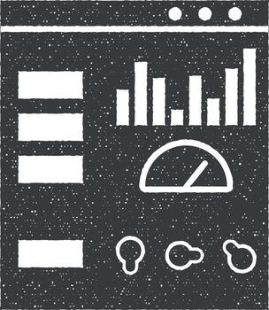 Web development, admin control panel vector icon illustration with stamp effect